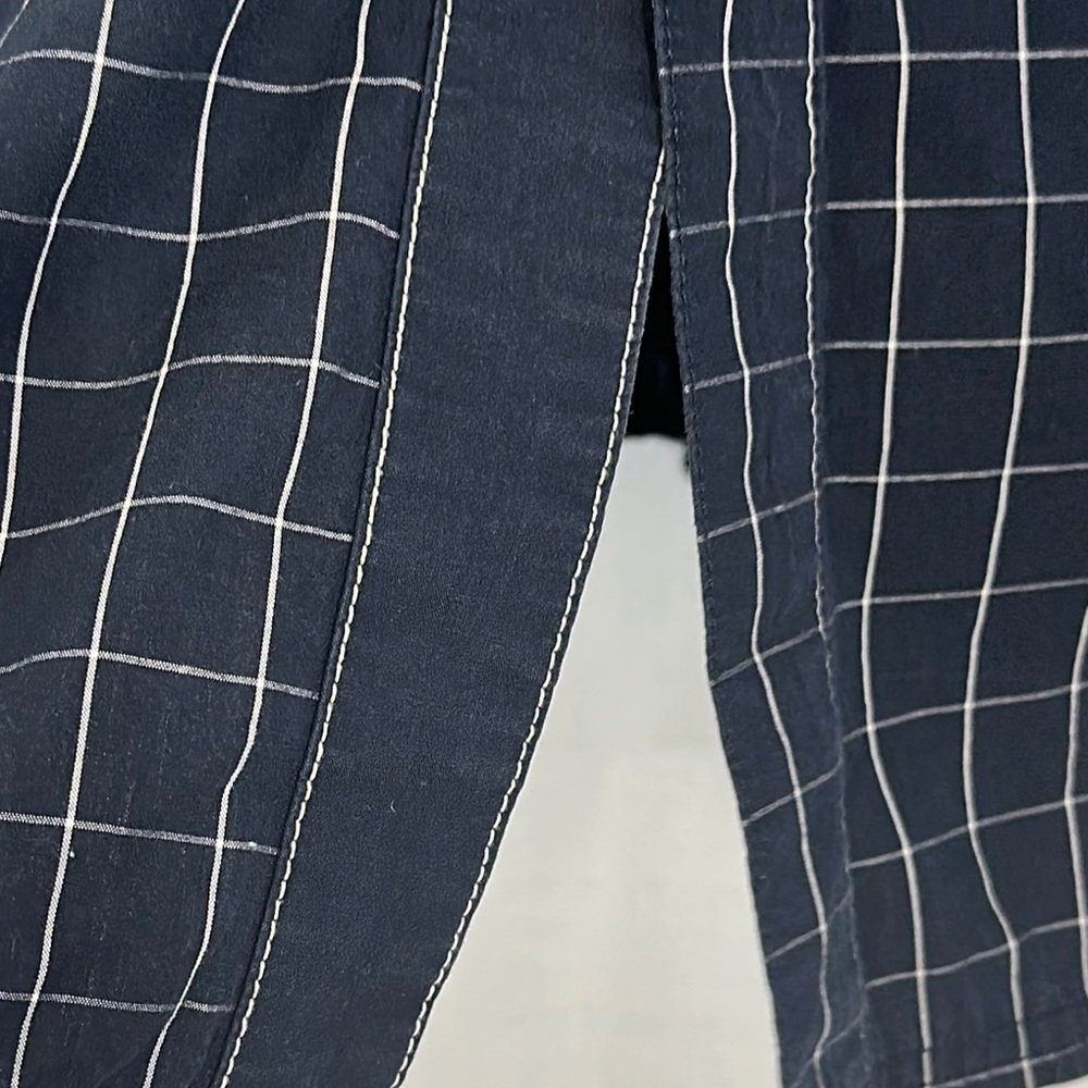 Eight 732 Checkered men’s button down Shirt navy blue with Gold Details - Picture 5 of 14
